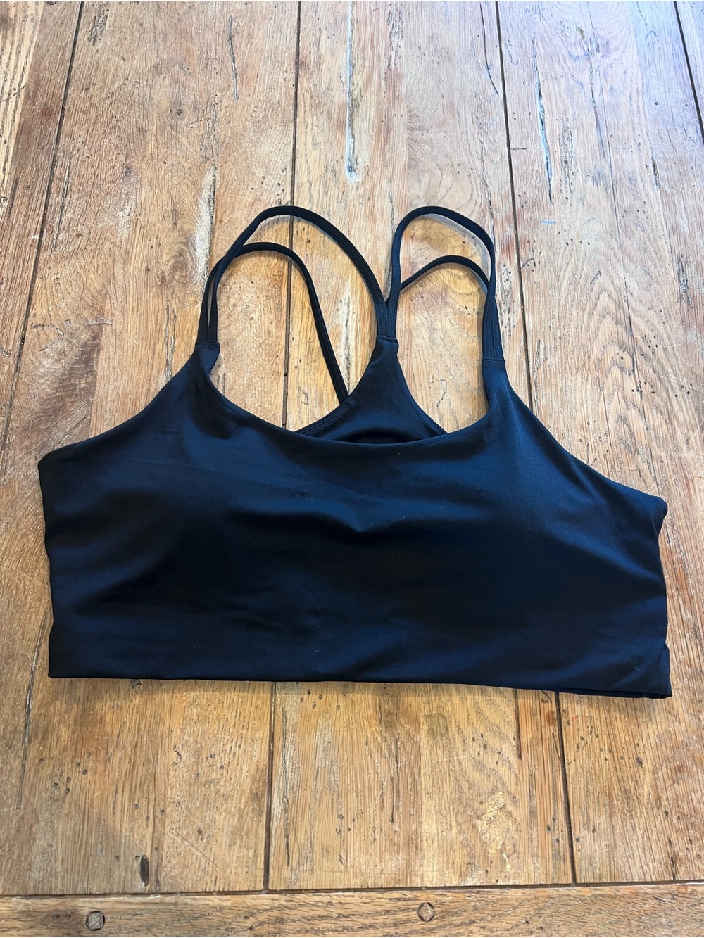 Fabletics Black Solid Sports Bra XL Pullover Racerback Wireless Support Active
